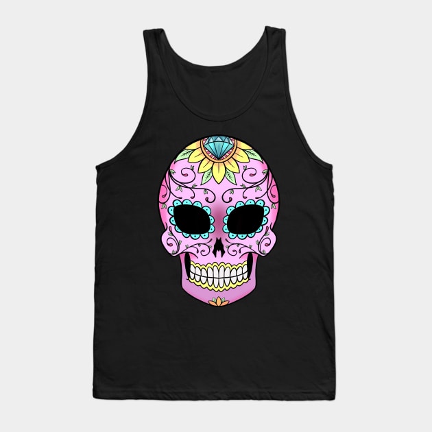 Pink sugar skull Tank Top by MumsMerch